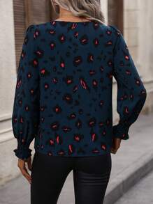 SHEIN LUNE In Toàn bộ tay áo lá sen Áo sơ mi - Nhiều màu - Xem 2