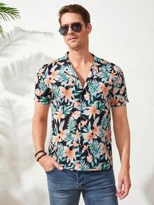 RueChic Men Tropical Print Shirt - Multicolor - View 4