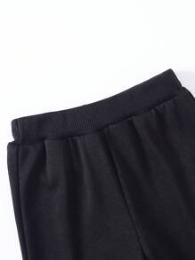 Bébé Garçon Pantalon De Survêtement & Sweat-Shirt À Capuche À Lettres À Poche Kangourou