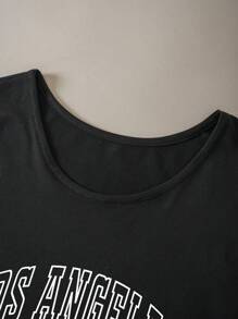 INAWLY Plus Letter Graphic Tank Top & Drawstring Waist Shorts - Multicolor - View 3