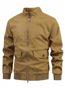 Manfinity Homme 鬆身男士翻蓋口袋拉鍊夾克（不包含t恤）