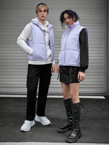 Manfinity VCAY 1 Áo khoác vest nam có khóa kéo, đệm lót, dành cho mùa thu đông - Màu Lilac Tím - Xem 4