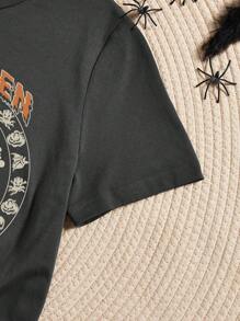 SHEIN LUNE 萬聖印花T恤 - 深灰色 - 查看 3