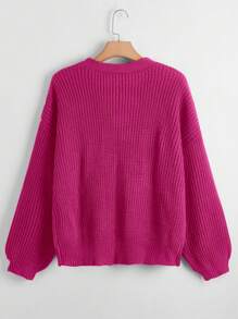 Calvaya Plus Size Women's Solid Color V-Neck Single-Breasted Long Sleeve Casual Commuter Versatile Cardigan Sweater For Autumn/Winter