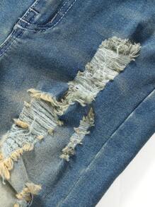 Cậu bé Tween Rách Denim mùa giặt Quần jean - Rửa tối - Xem 8