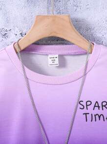 SHEIN 男大童漸層字母圖案運動衫無項鏈 - 彩色 - 查看 6