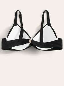 SHEIN Swim Top bikini unicolor con aro - Negro - Ver 7