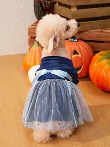 Petsin Velvet Mesh Skirt Pet Skirt - Navy Blue - View 1