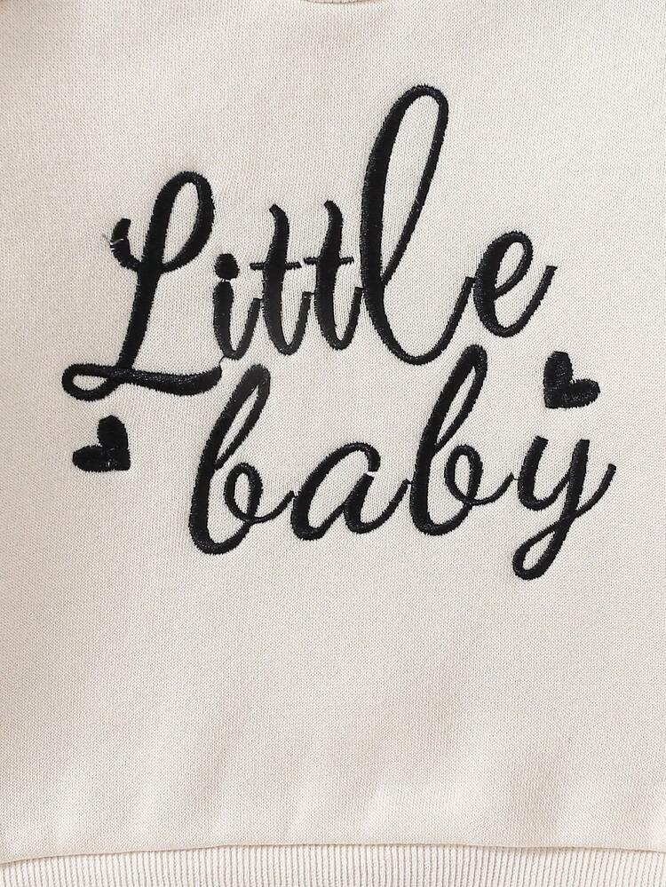 Baby Girl Letter Graphic Raglan Sleeve Sweatshirt & Leopard Print Skirt