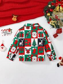 SHEIN Young Boy Christmas Print Button Front Shirt - Multicolor - View 2