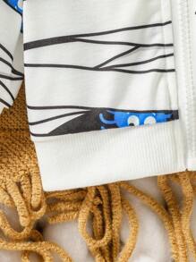 Baby Boy Cartoon Graphic 3D Ear Design Hooded Costume Sweatshirt