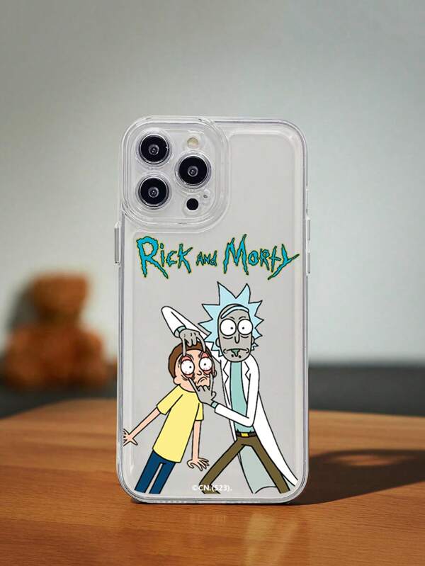 Rick and Morty | ROMWE 1pc Letter Cartoon Graphic Clear Silicone Phone Case Compatible With IPhone