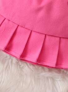 Baby Girl Double Breasted Jacket & Pleated Skirt Without Sweater - Pink - View 6