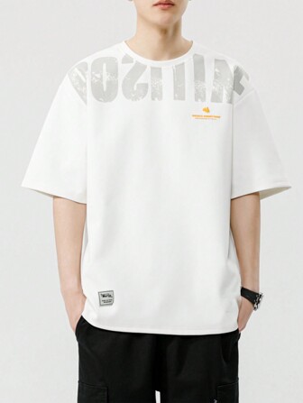 Men Slogan Graphic Drop Shoulder Tee