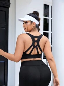 Easithlete Hơn Hỗ trợ cao Cắt bỏ trở lại Bras thể thao - màu đen - Xem 2