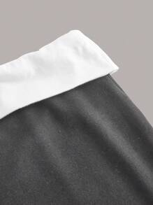 SHEIN EZwear 撞色抹胸上衣&喇叭褲 - 灰色 - 查看 3