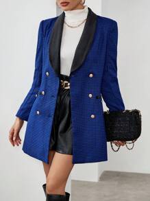 SHEIN Privé Contrast Shawl Collar Double Breasted Blazer
