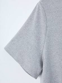 SHEIN LUNE Plus Heart Print Tee - Light Grey - View 4