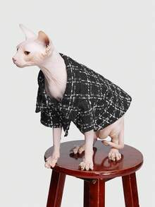 ROMWE Pet Black Plaid Woolen Coat - Multicolor - View 8