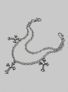 ROMWE Goth 1pc Women Cross Charm Zinc Alloy Trouser Chain - Silver - View 5