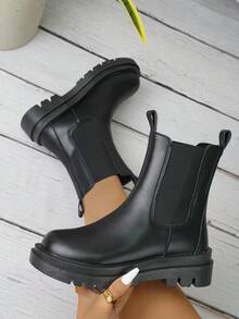 Teenagers' Thick Bottom Ankle Boots For Spring And Autumn, Unisex Black - Black - View 2