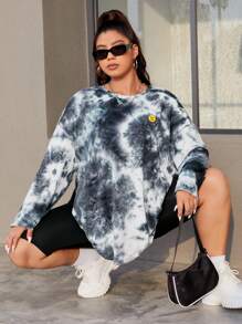 SHEIN EZwear 大碼紮染卡通圖案落肩T恤 - 彩色 - 查看 6