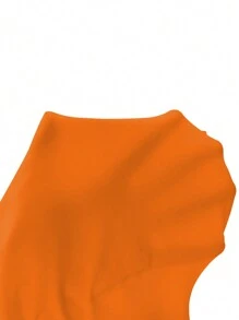 SHEIN Allurite 鏤空單肩褶邊緊身洋裝 - 亮橙色 - 查看 7