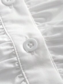 SHEIN MOD Chất rắn Viền mặt trước Mùa vụ Áo sơ mi Với Buộc - trắng - Xem 4