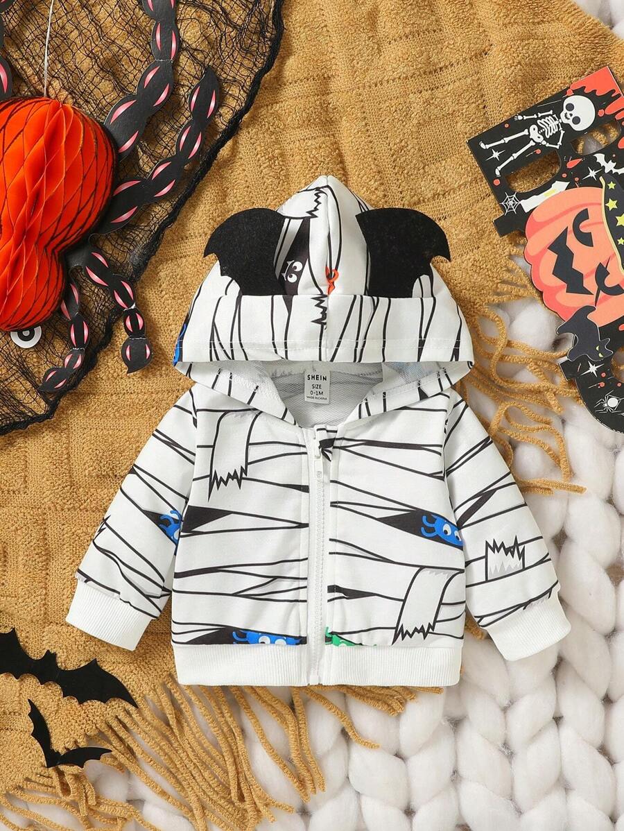 Baby Boy Cartoon Graphic 3D Ear Design Hooded Costume Sweatshirt