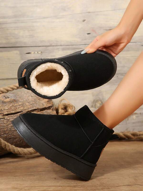 Herbst/Winter 2025 schwarze kurze Knöchelschnee-Stiefel, mehrfarbige dicke warme rutschfeste Schuhe, Stiefel mit dicker Sohle und Warmfutter, kurze Stiefel, Fellstiefel