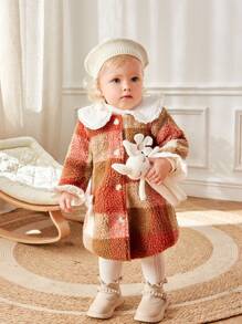 SHEIN Áo khoác bé gái Đắp vá Nút phía trước - Nhiều màu - Xem 3