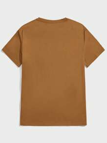 Manfinity VCAY Hombres Camiseta con estampado de dólar y letra - Marrón - Ver 2