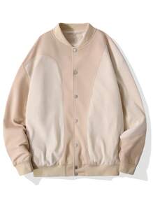 Manfinity Roghcode Siêu Quá lớn Nam Thả vai Áo khoác bomber ( Không có Áo thun ) - Màu be - Xem 3