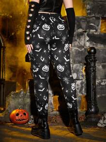 ROMWE PUNK 大碼萬聖印花緊身打底褲不附腰帶