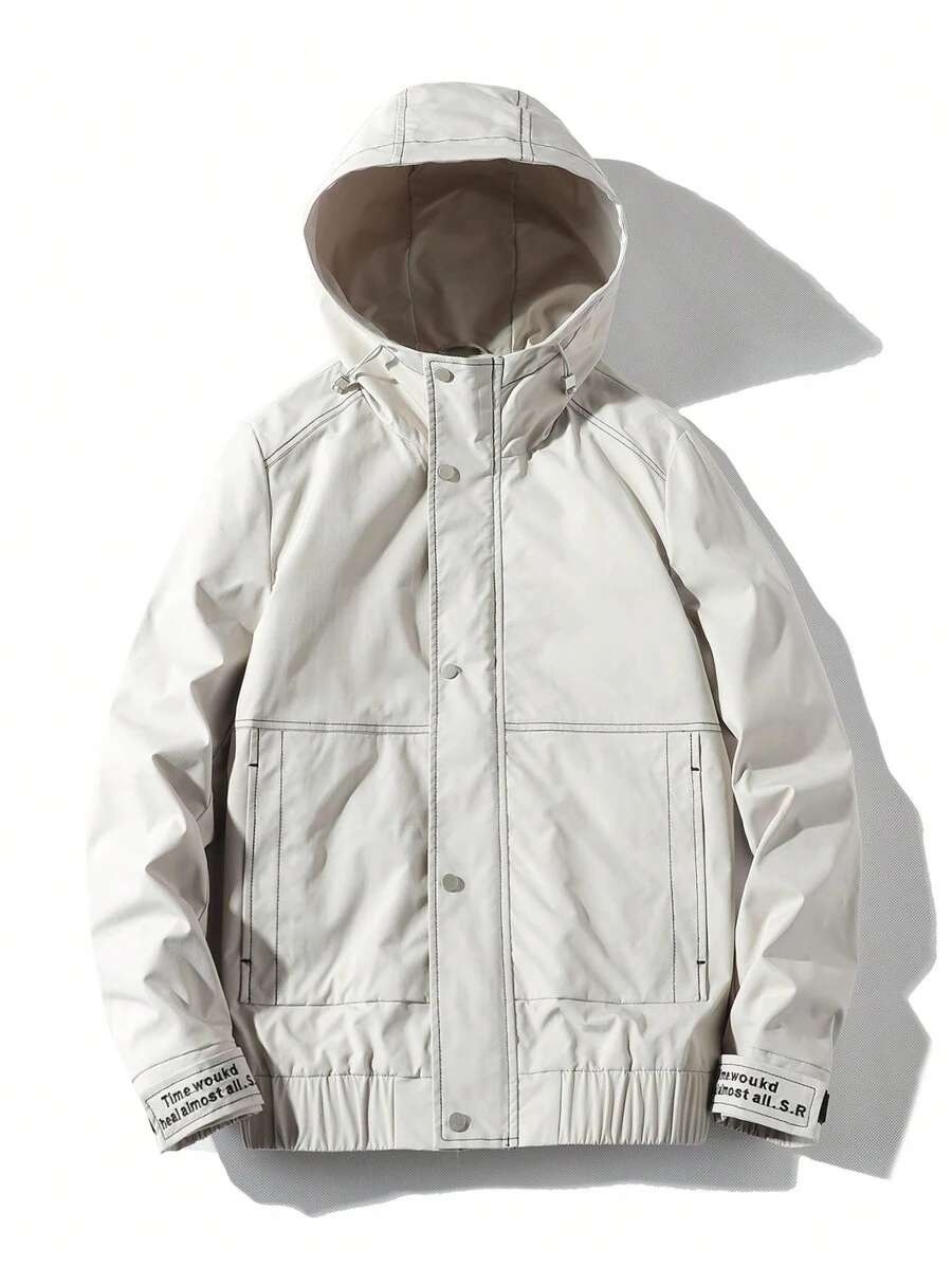 Cappotti da uomo Coulisse Tasca Cerniera Lettere Casual