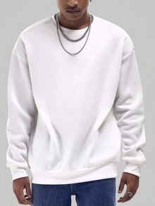 Men Tropical and Letter Graphic Sweatshirt - White - View 2