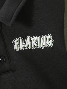 SHEIN Baby Boy Slogan Graphic Colorblock Sweatshirt & Sweatpants - Multicolor - View 3