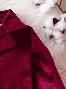 Baby Girl Flap Detail Jacket & Pants Without Tee - Burgundy - View 4