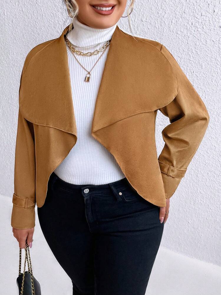 Plus Waterfall Collar Open Front Jacket