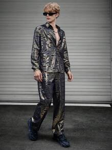 SWAVVY 1pc Allover Print Shirt & 1pc Pants - Multicolor - View 4