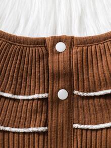 Baby Girl Ruffle Trim Ruffle Trim Ribbed Knit Tee - Brown - View 5