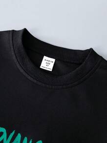 Young Boy Slogan Graphic 2 In 1 Pullover & Sweatpants - Black - View 4