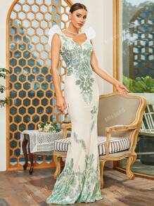 Missord Robe Habillée À Sequins À Volants Sirène