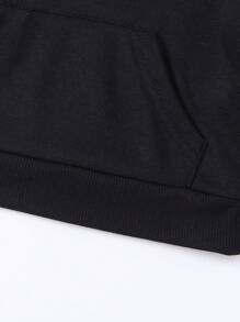 Bébé Garçon Pantalon De Survêtement & Sweat-Shirt À Capuche À Lettres À Poche Kangourou