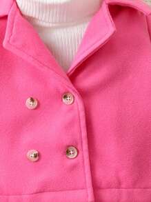 Baby Girl Double Breasted Jacket & Pleated Skirt Without Sweater - Pink - View 5