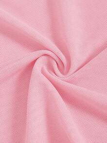 SHEIN ICON Stereo Flower Lettuce Trim Tank Top - Pink - View 3