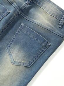 Cậu bé Tween Rách Denim mùa giặt Quần jean - Rửa tối - Xem 6