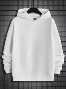 Manfinity Homme White Knit Men's Letter & Bear Print Hooded Long Sleeve Sweatshirt