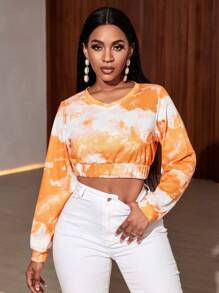 SHEIN Slayr Nhuộm buộc Áo len crop - trái cam - Xem 1