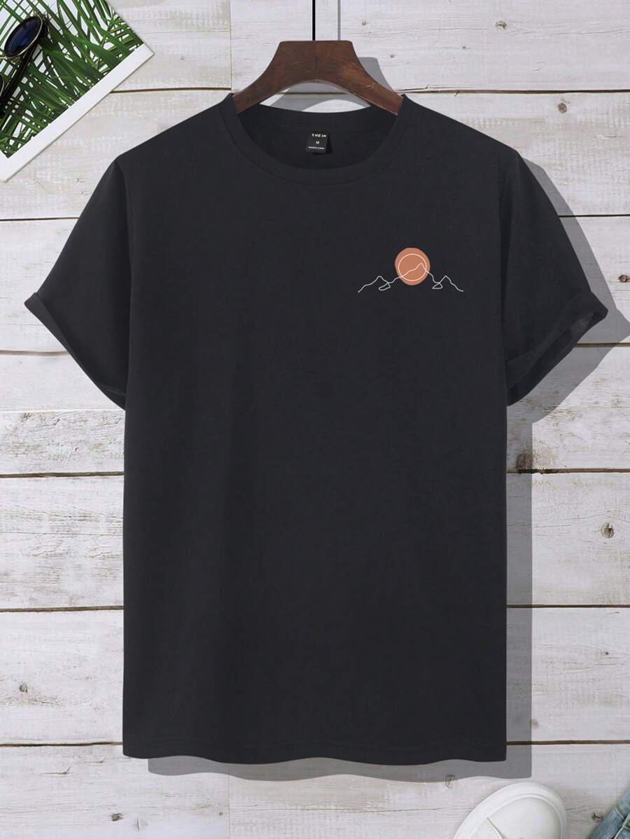 Manfinity Homme Men T-Shirts Fit Crew Neck Short Sleeve Graphic Tee Casual Simple Summer